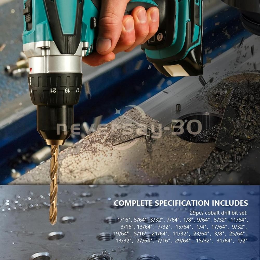 29PCS/Set HSS Drill Bits Black Gold Multi-Bits Twist Metal Drill Bit 1/16"-1/2"