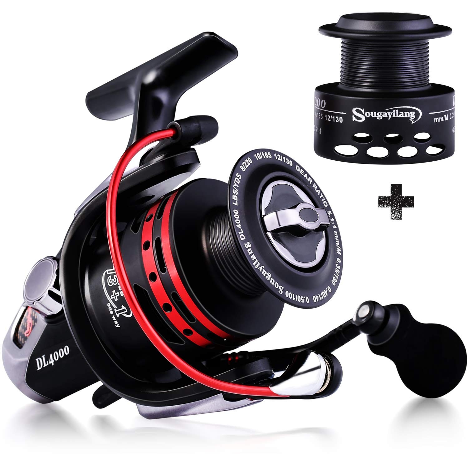 Sougayilang Fishing Reels Powerful 13+1BB Spinning Ultra 1000, Red