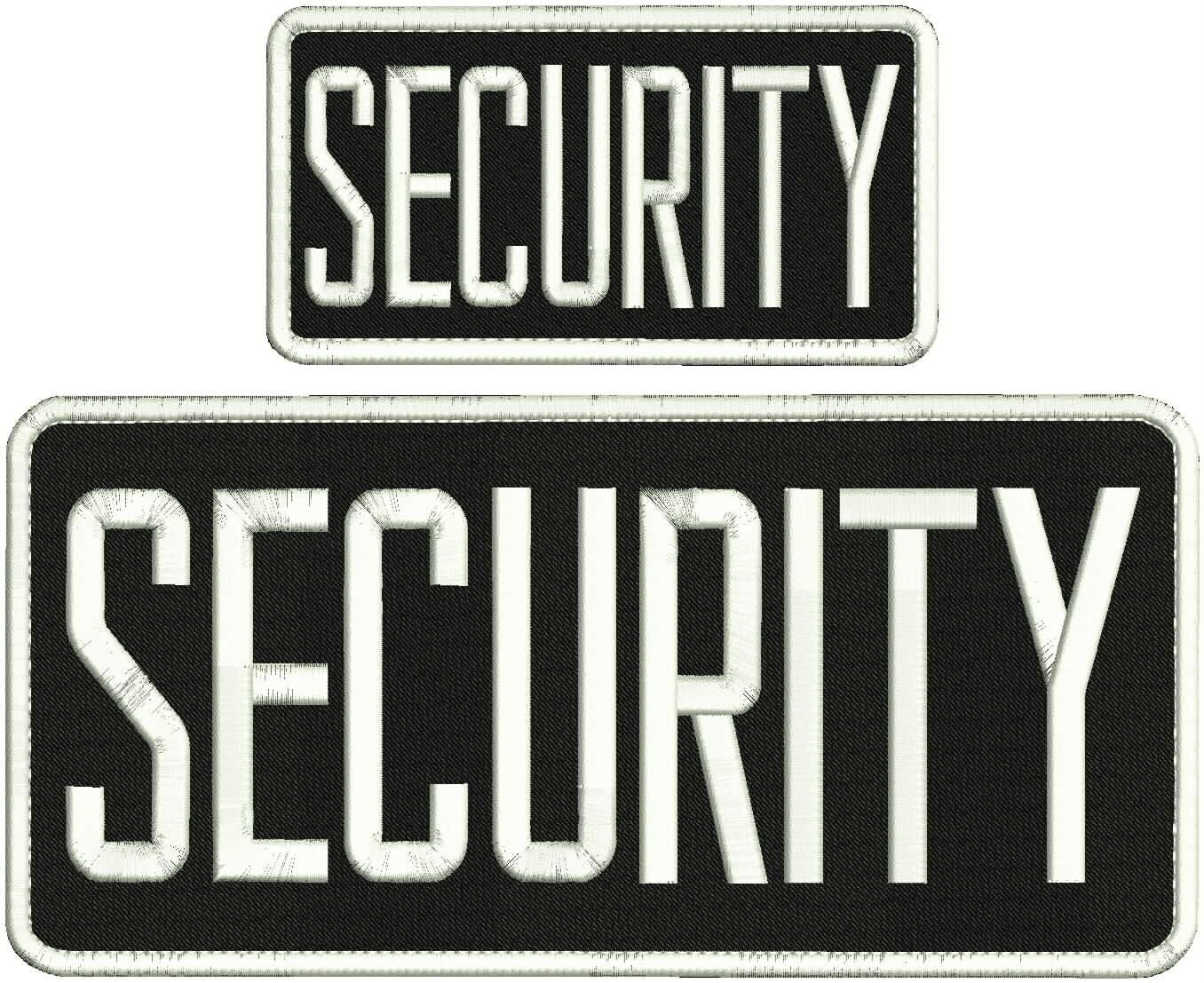 SECURITY  EMBROIDERY PATCHES 4X11 3X6 HOOK ON BACK WHITE ON BLACK