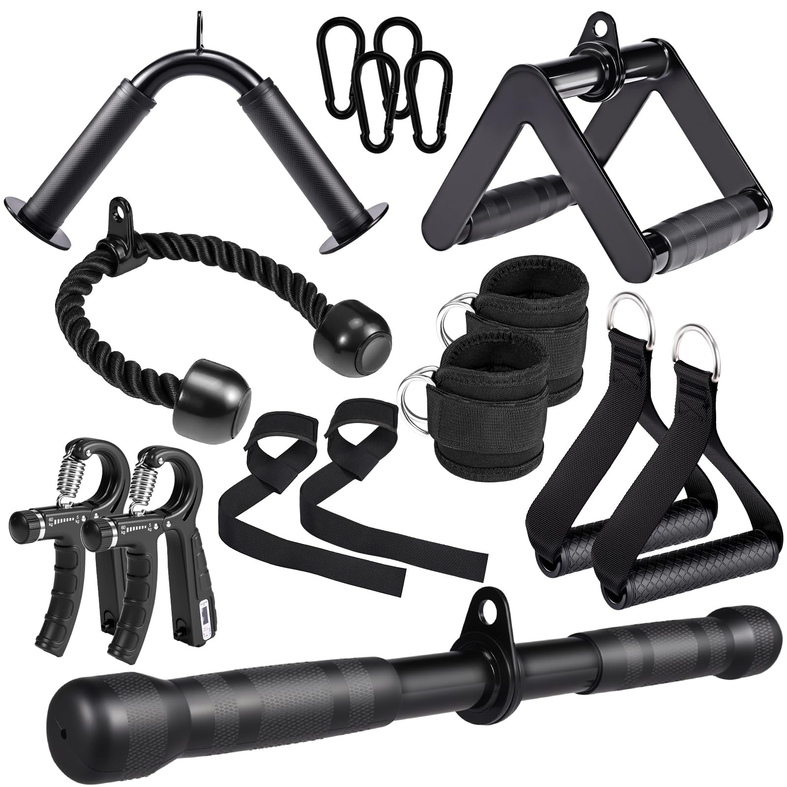 10-in-1 Cable Machine Attachments Set, LAT Pulldown Attachments Cable Accesso...