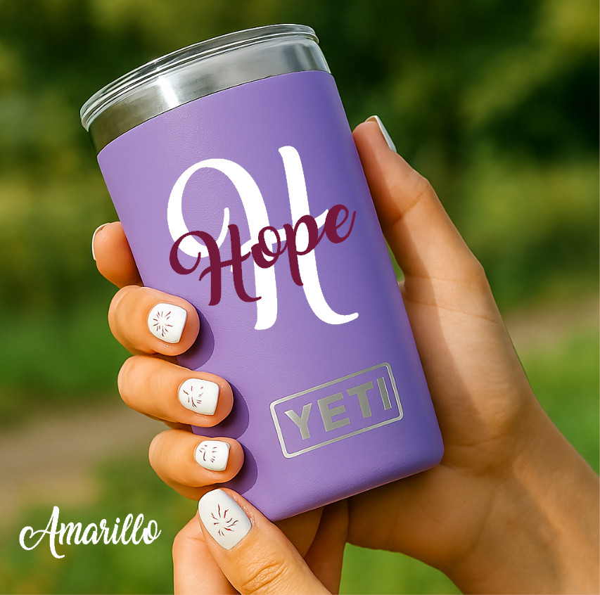 Monogram Vinyl Decal Name Initial Sticker for your Tumbler Rambler Yeti Cup Ipad