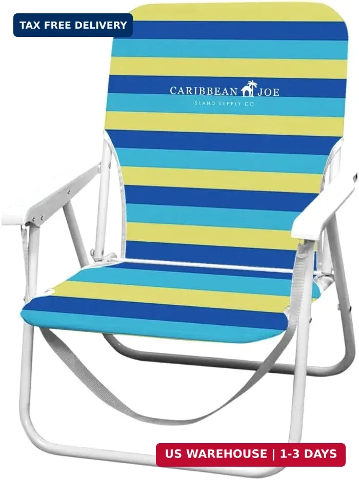 CARIBBEAN JOE Folding Beach Chair, 1 Position Lightweight and Portable Foldable