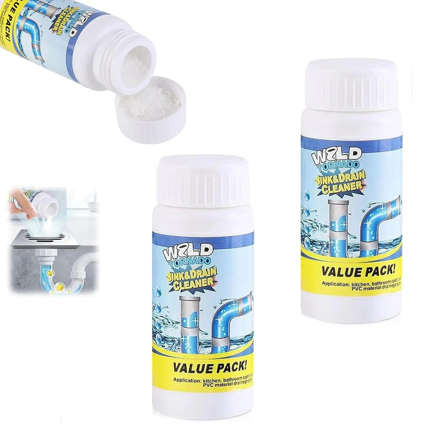3x Fast Drain RemoverHot Sink Pipe Dredge Bomb Toilet- Quick Foaming Cleaner