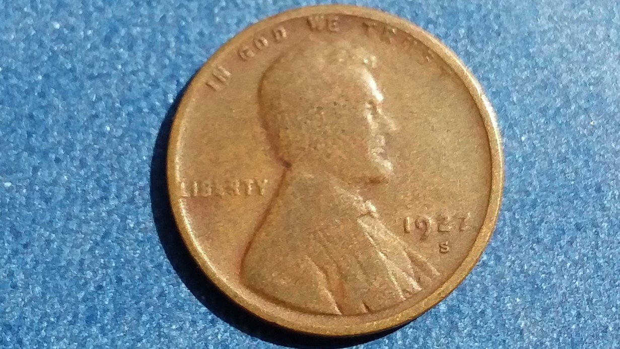 1927-S Circulated Lincoln Wheat Cent, Ships Free.