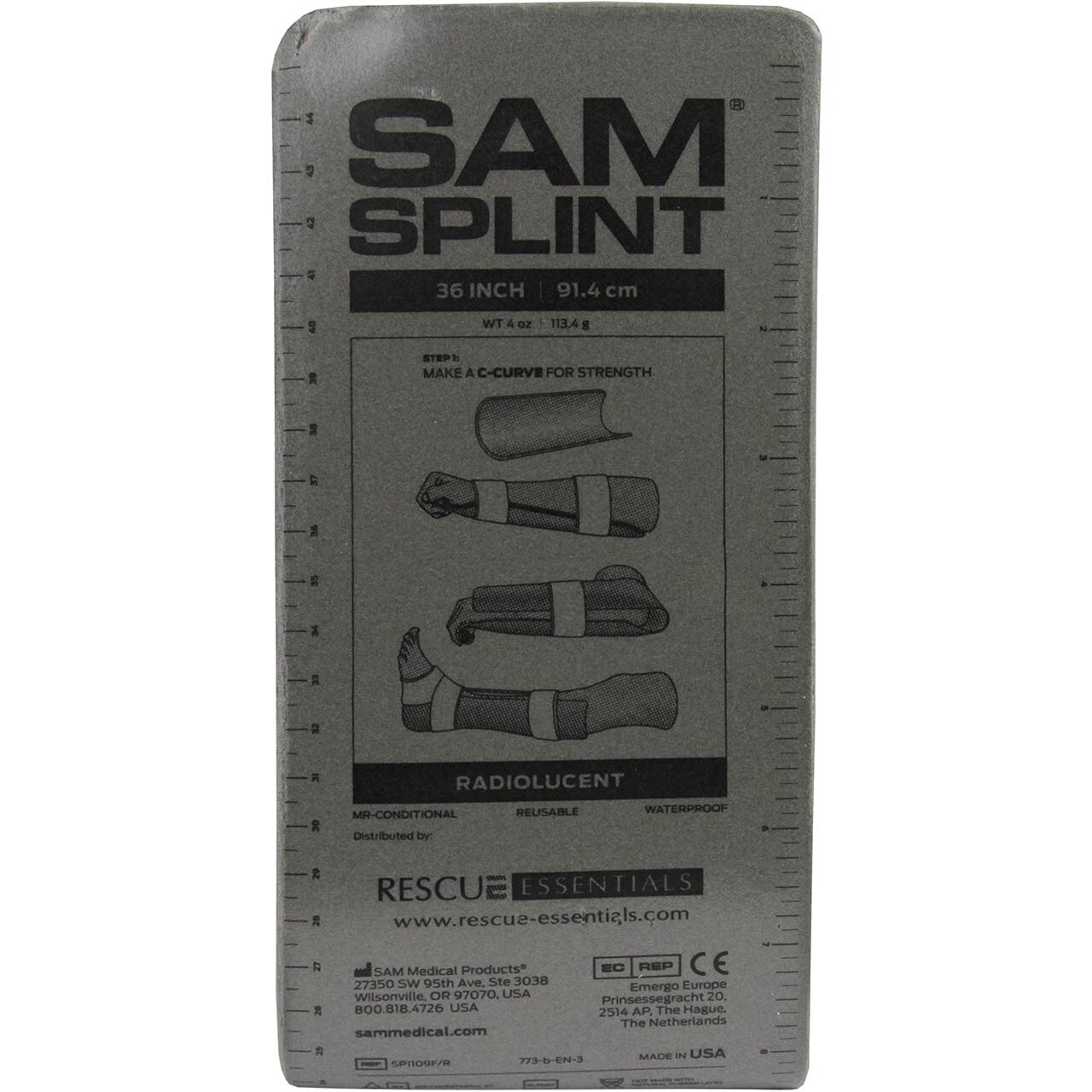 SAM Splint Combo Pack (2 Gray 36" Flat SAM Splints & 2 Black Cohesive Wrap)