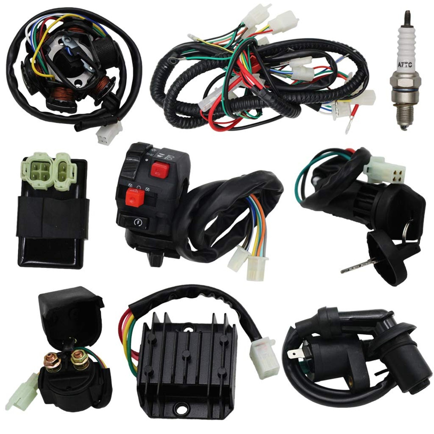 Complete Wiring Harness kit Electrics Wire Loom Assembly with Full Copper Wir...