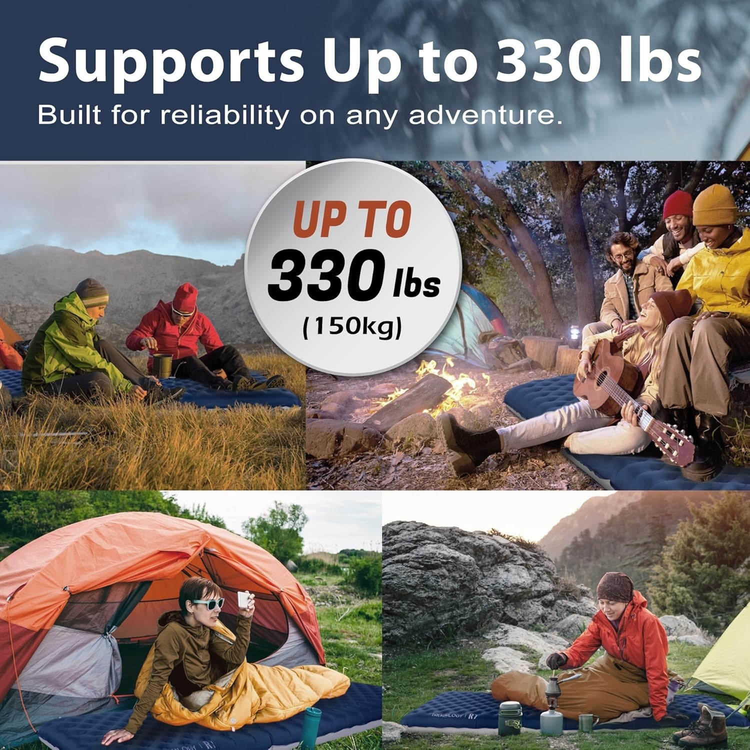 Ultralight Camping Sleeping Pad 4" Thick 7.2 R-Value Waterproof Compact