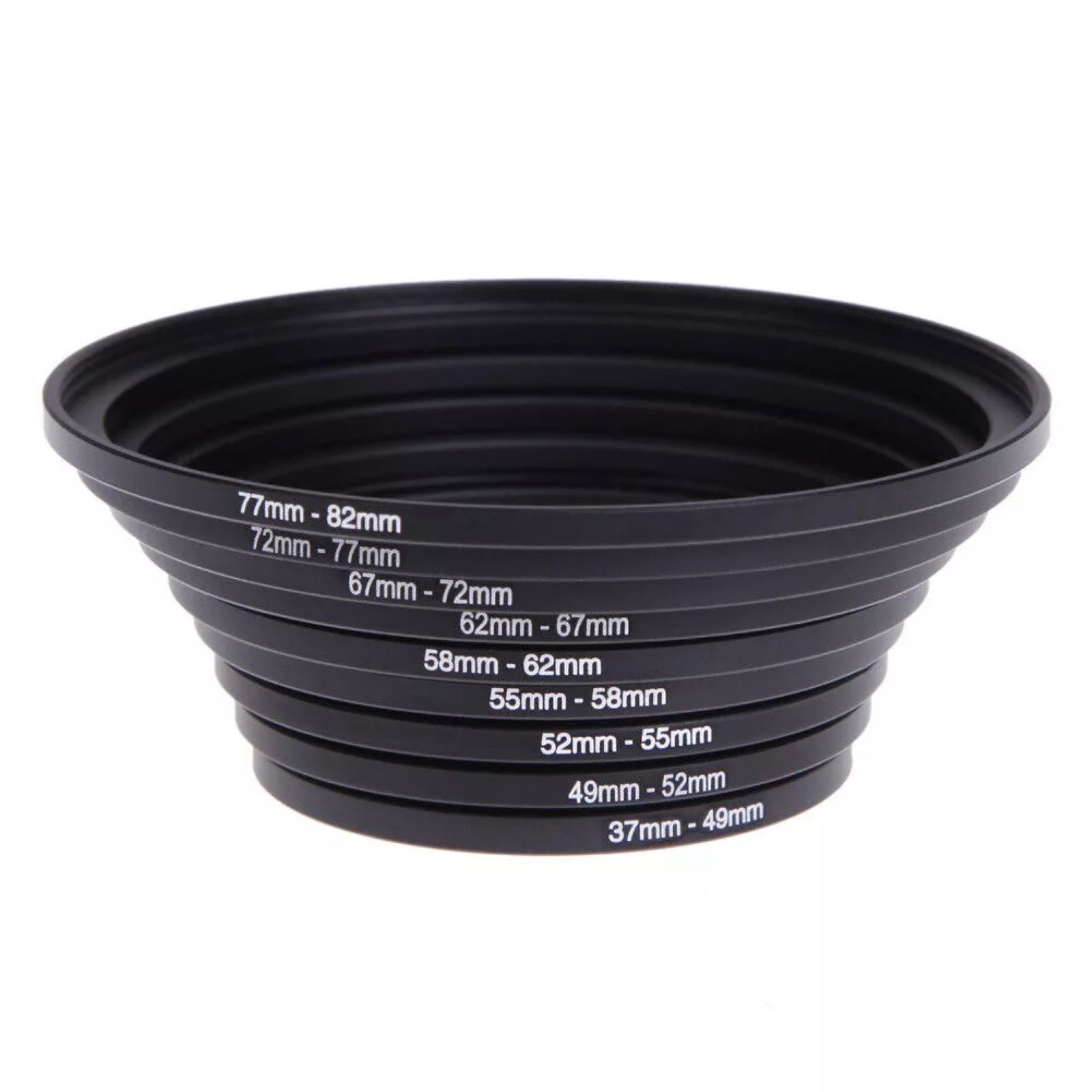 Precision CNC Machining 37-82mm DSLR Camera Lens Filter Adapter Ring 18pcs