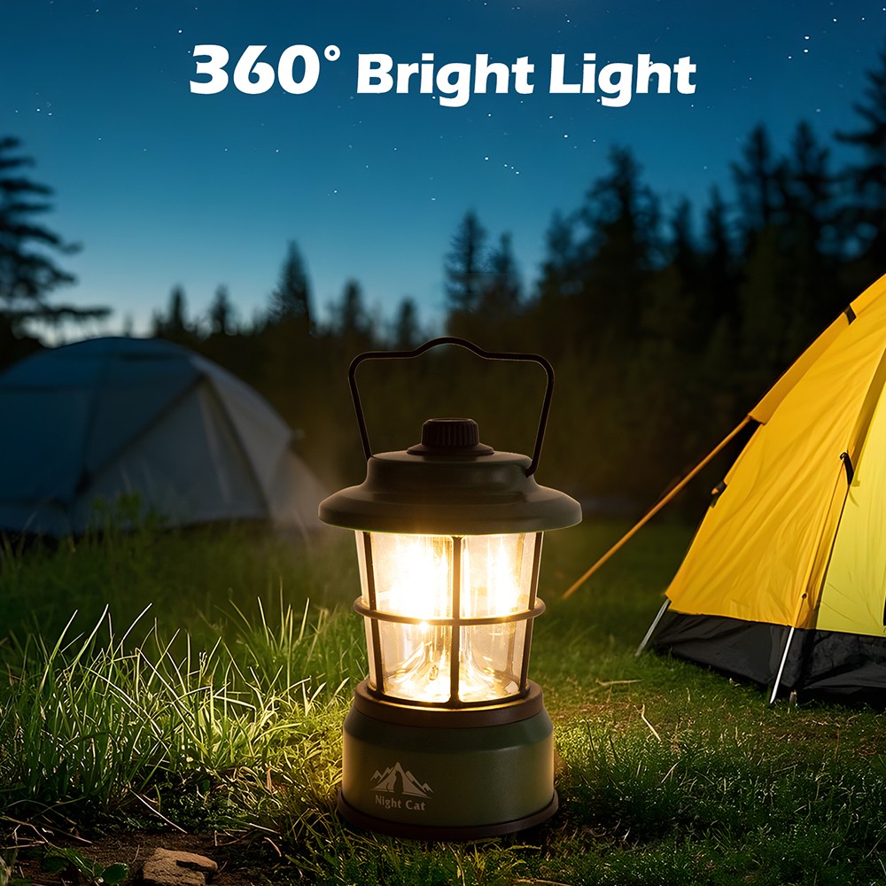 Night Cat LED Camping Lantern Battery Powered Lantern Stepless Dimming Switch