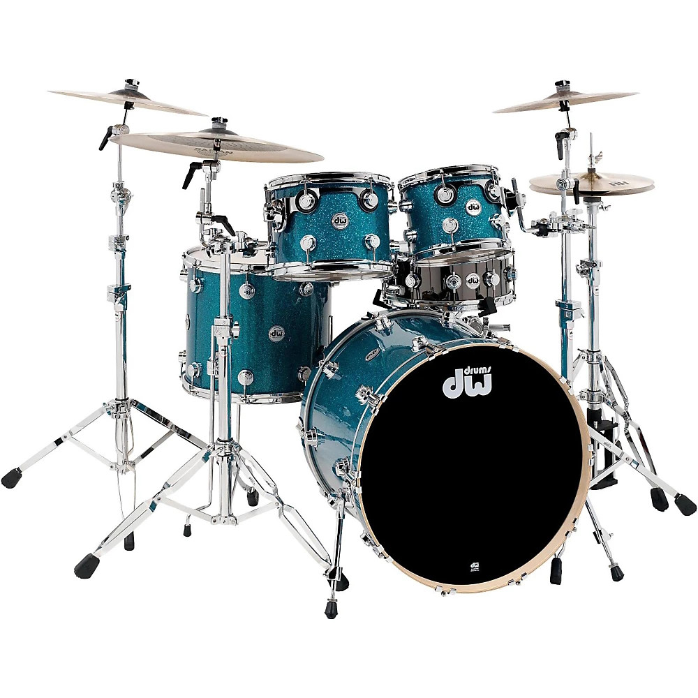 DW Collector's Series 4-Piece FinishPly Teal Glass Shell Pack w/Chrome Hardware