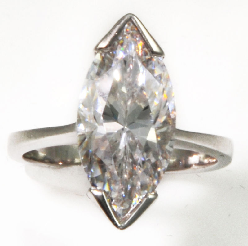 2.5 ct Marquise Duo Prong Vintage Top Russian CZ Moissanite Simulant SS Size 10