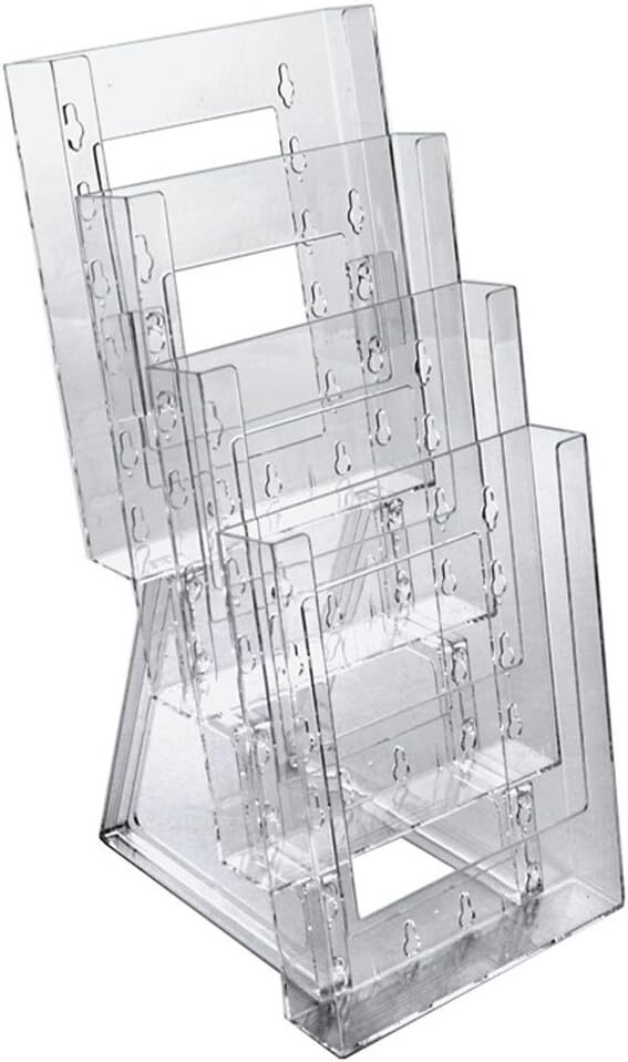 Azar 252307 Four-Tier Bi-Fold Size Brochure Holder for Counter, 2-Pack