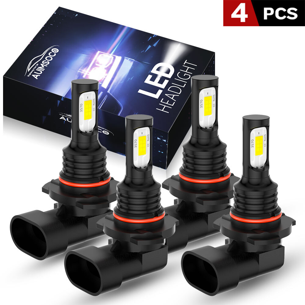 4x 9005 9006 LED Headlight Combo Bulbs 10000K High Low Beam Super White Bright