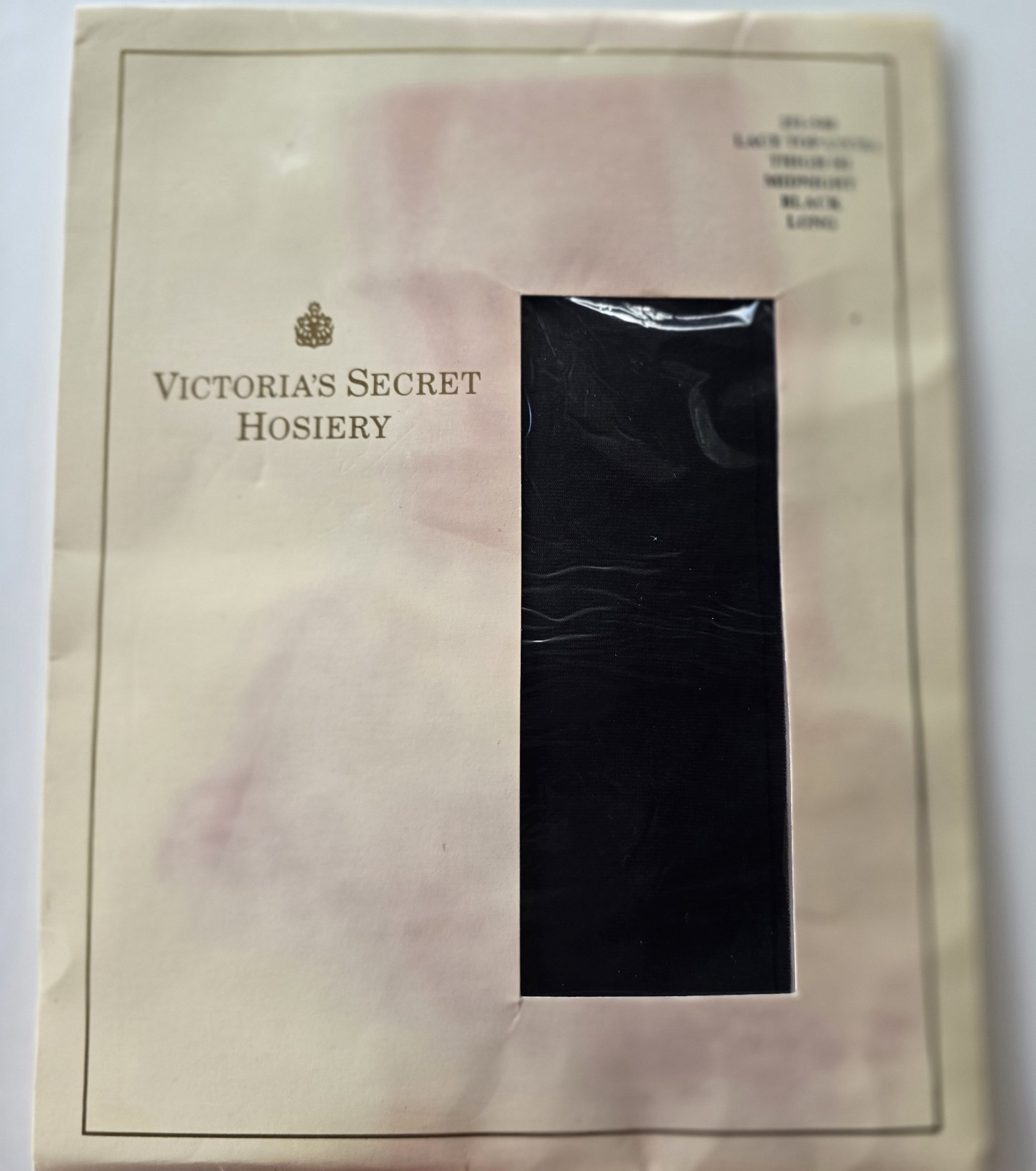 Vintage Victoria's Secret Hosiery Lace Thigh Hi Black Long New Old Stock 1991