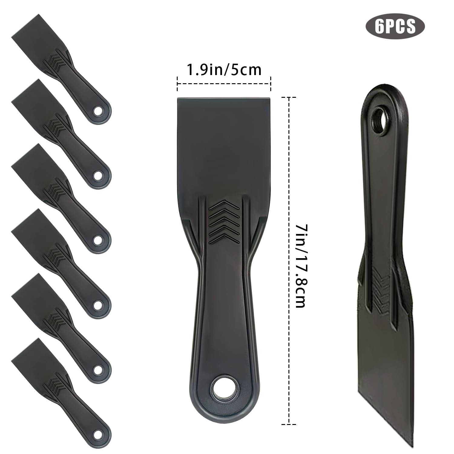 6 Pack Plastic Putty Knife Set, 2" Flexible Paint Scraper Tools for Spackling...