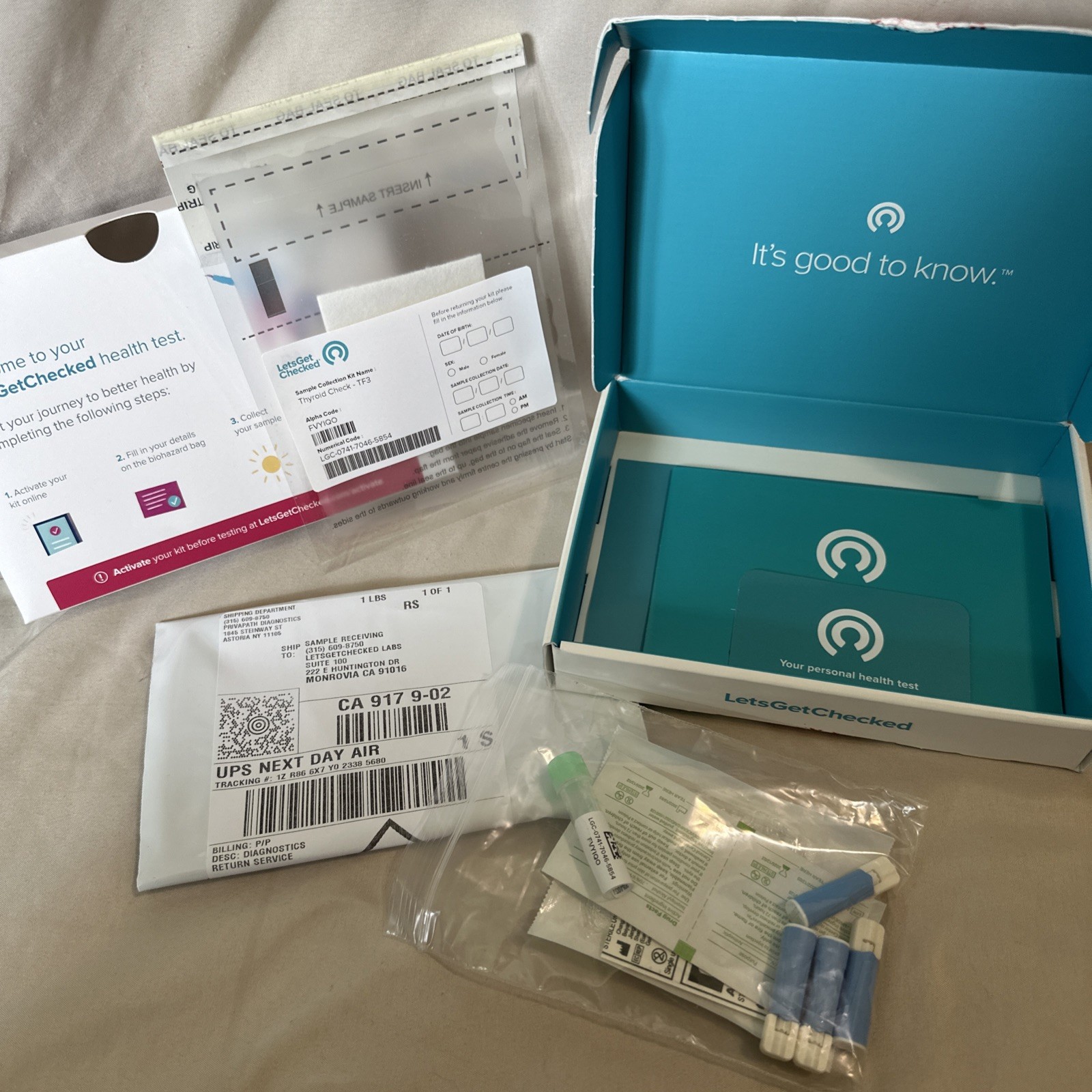 Lets Get Checked Blood Test Kit Thyroid Testing - New Open Box - Exp 12/1/2025