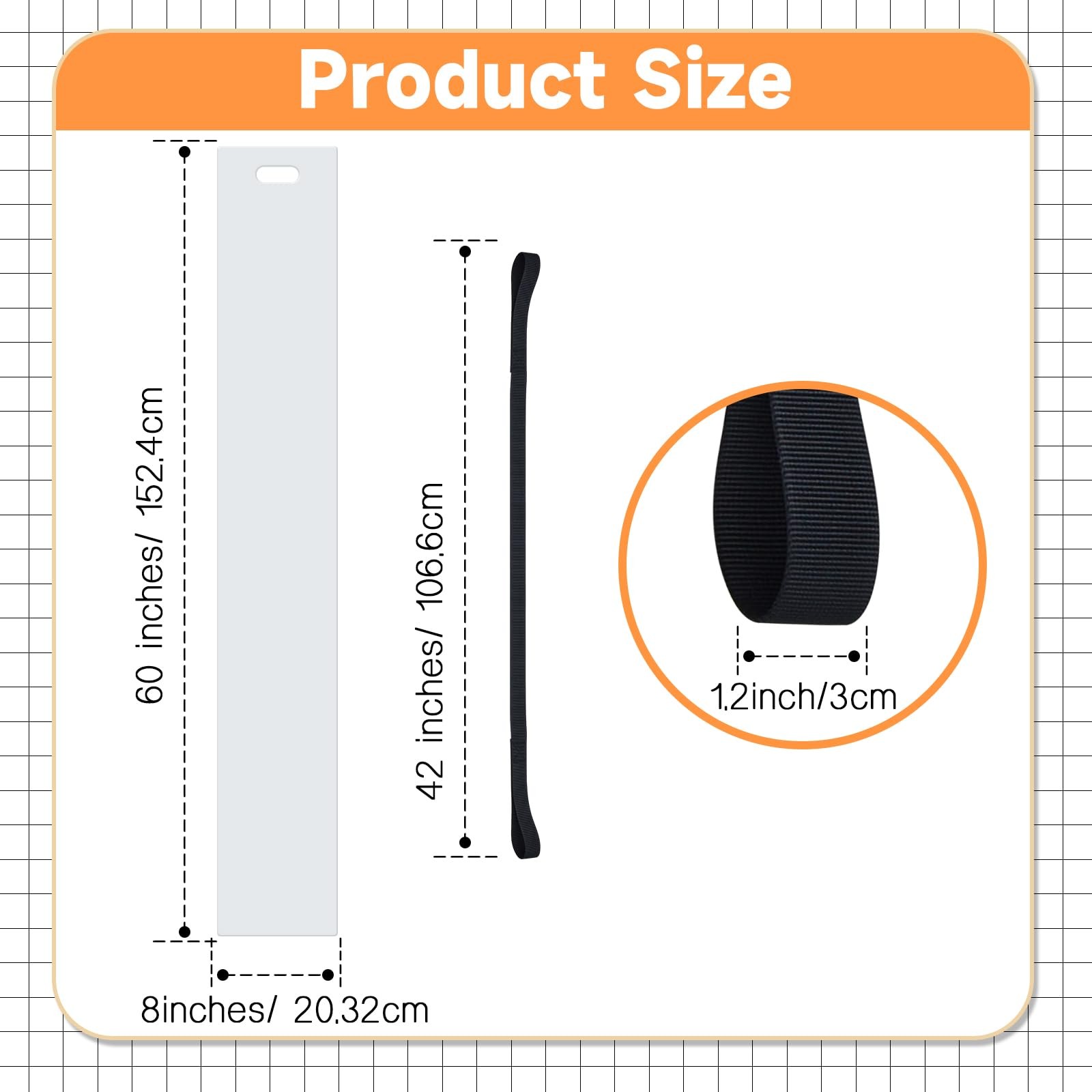 2 Set Long Appliance Slider with Pull Strap 8 x 60 Inch, White ,Black