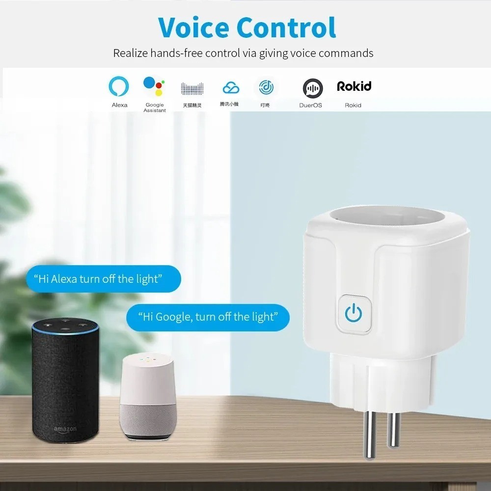Tuya Smart Socket EU WiFi Plug 16A/20A Energy Monitoring Smart Life Alexa Google