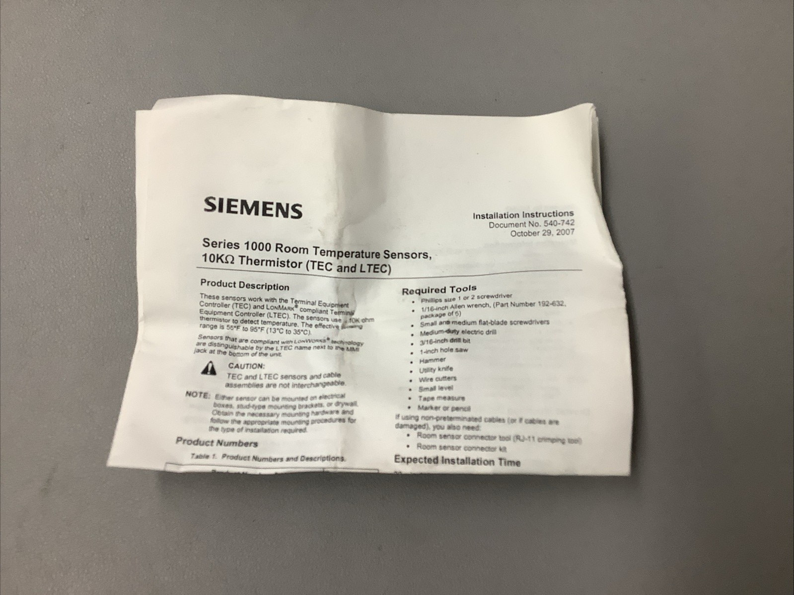 Siemens 540-670B Electronic Room Temperature Sensor (b468)