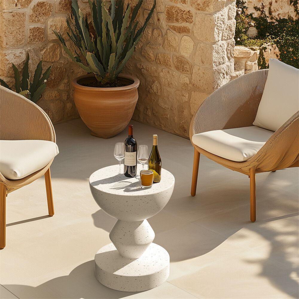 Concrete Side Table Modern End Table Compact Accent Table Indoor and Outdoor Use