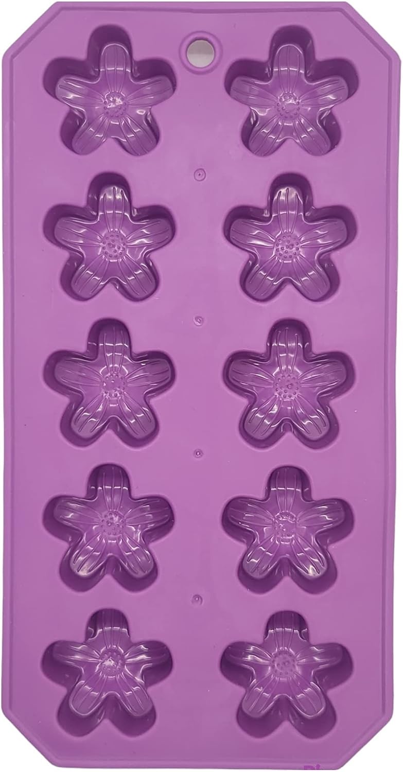 Flexible Thermoplastic 10-Cube Ice Cube Tray - Fun Flower Shapes (1 Pack)