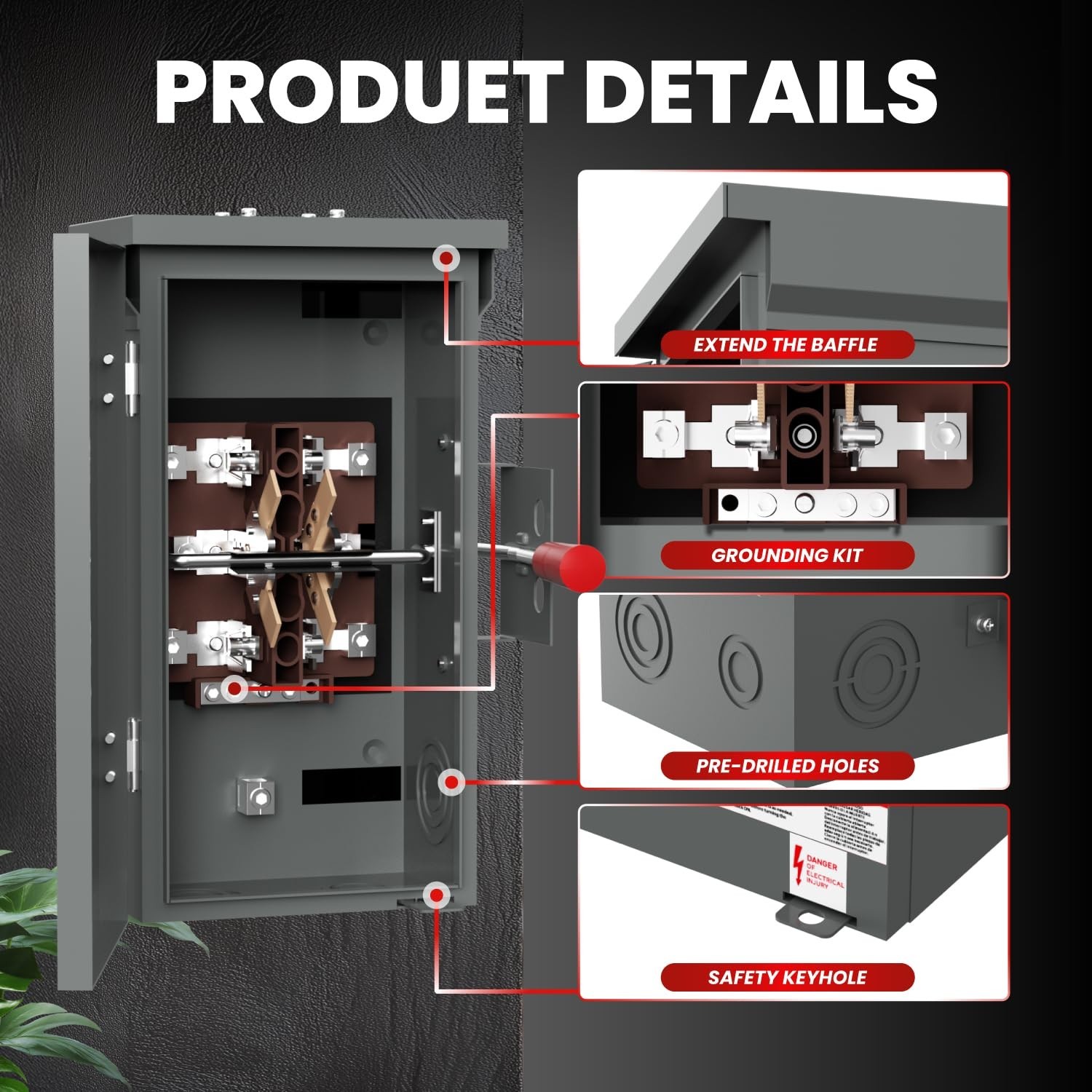 200A Generator Transfer Switch for Home, Manual Double-Throw Disconnect Switch