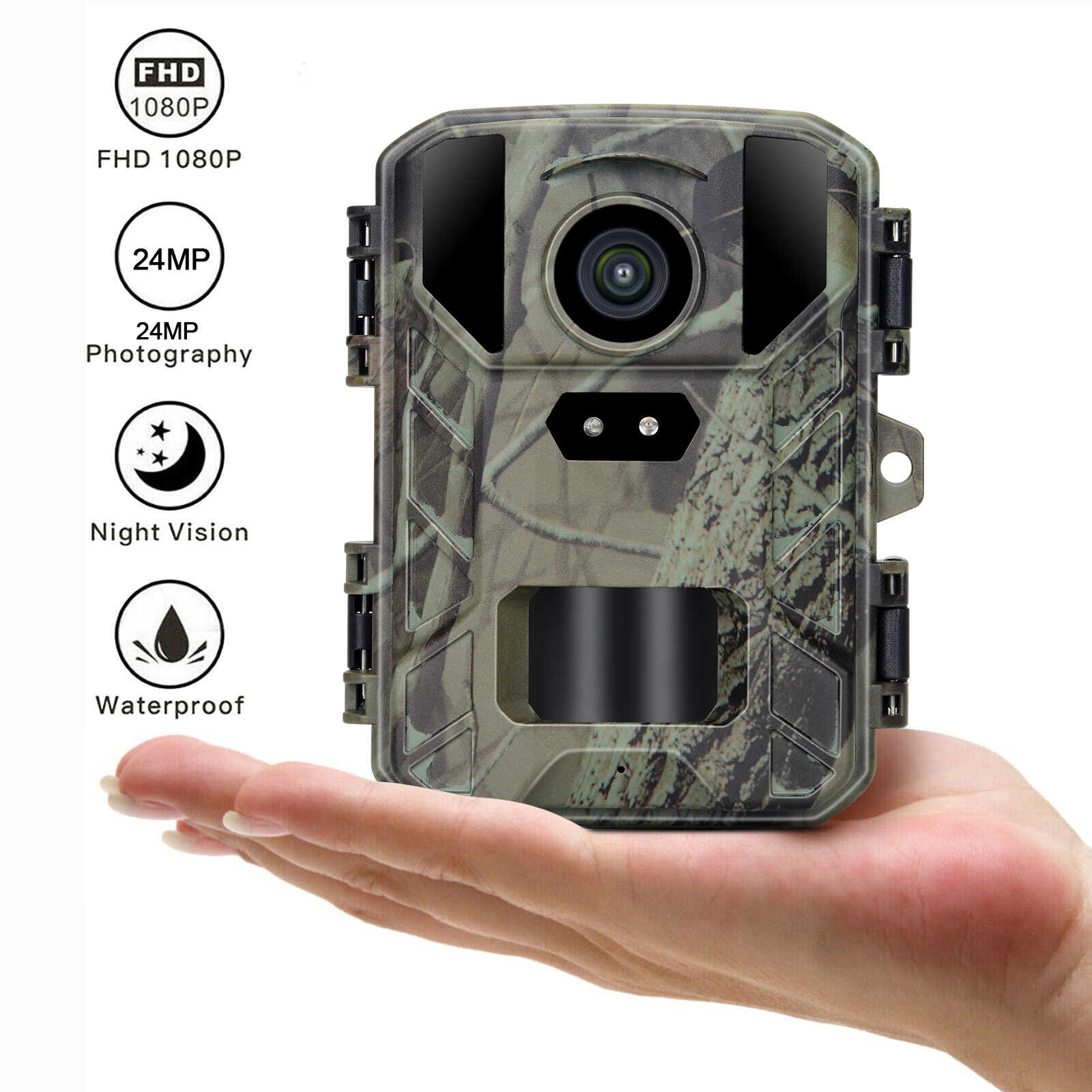 Mini Game & Deer Wildlife Trail Camera 24MP 1080P Hunting Cam  Night Vision+32GB