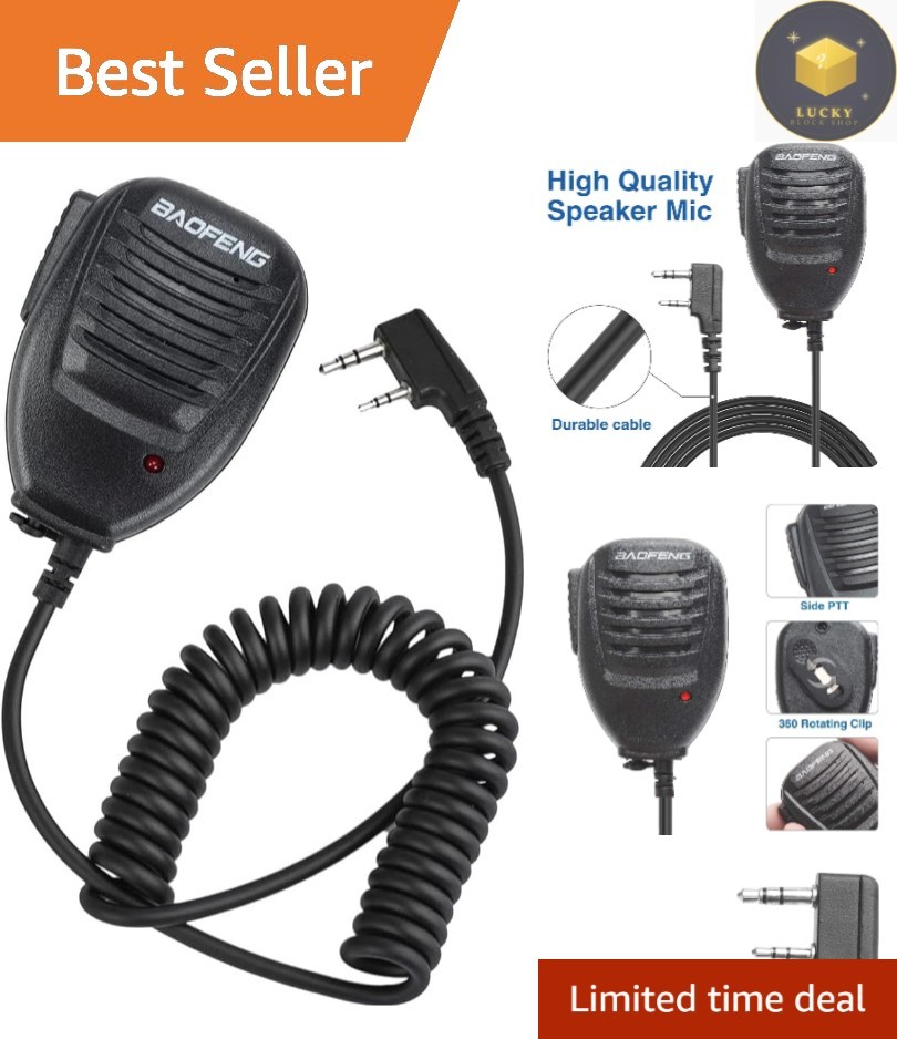 Compact Auxiliary Two-Way Radio Speaker with Handheld Microphone - Black