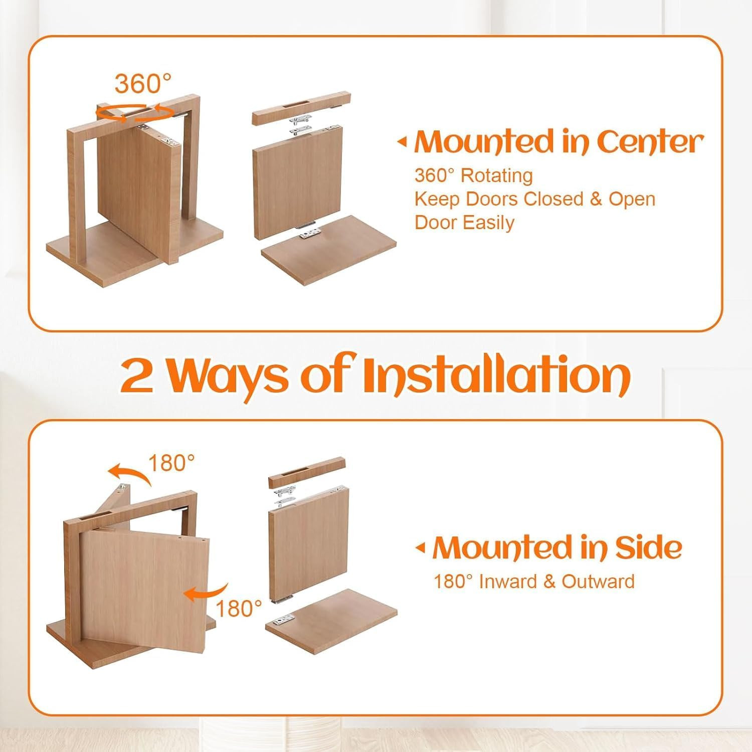 Hidden Door Hinge, 570LBS Load-Bearing Thickened Solid Alloy Steel - 360° Rotati