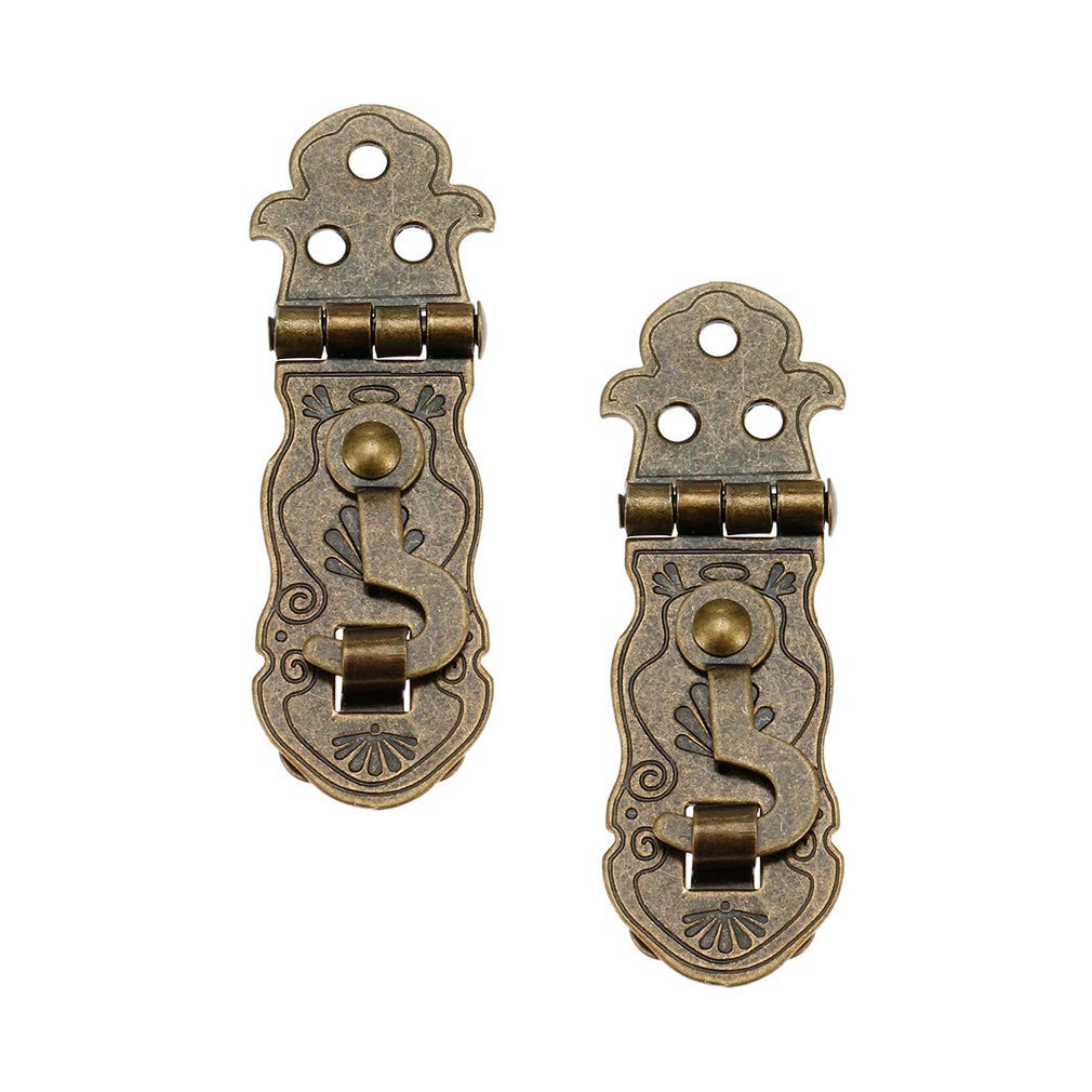 Tiazza 2Pcs Vintage Style Notebook Hasp 90 Degree Hardware Bronze Tone