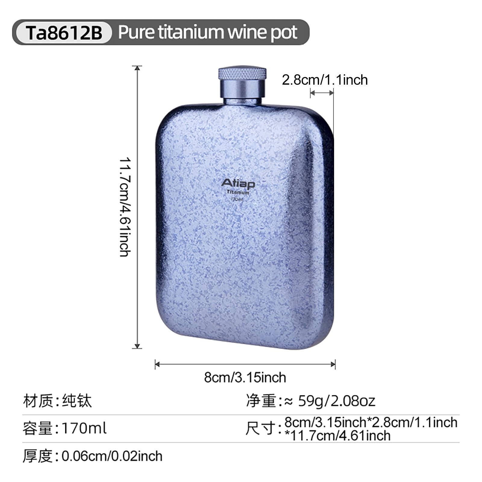 Titanium Hip Flask Portable Leak Proof Wine Pot Flagon Drinking Cup with Cap ...