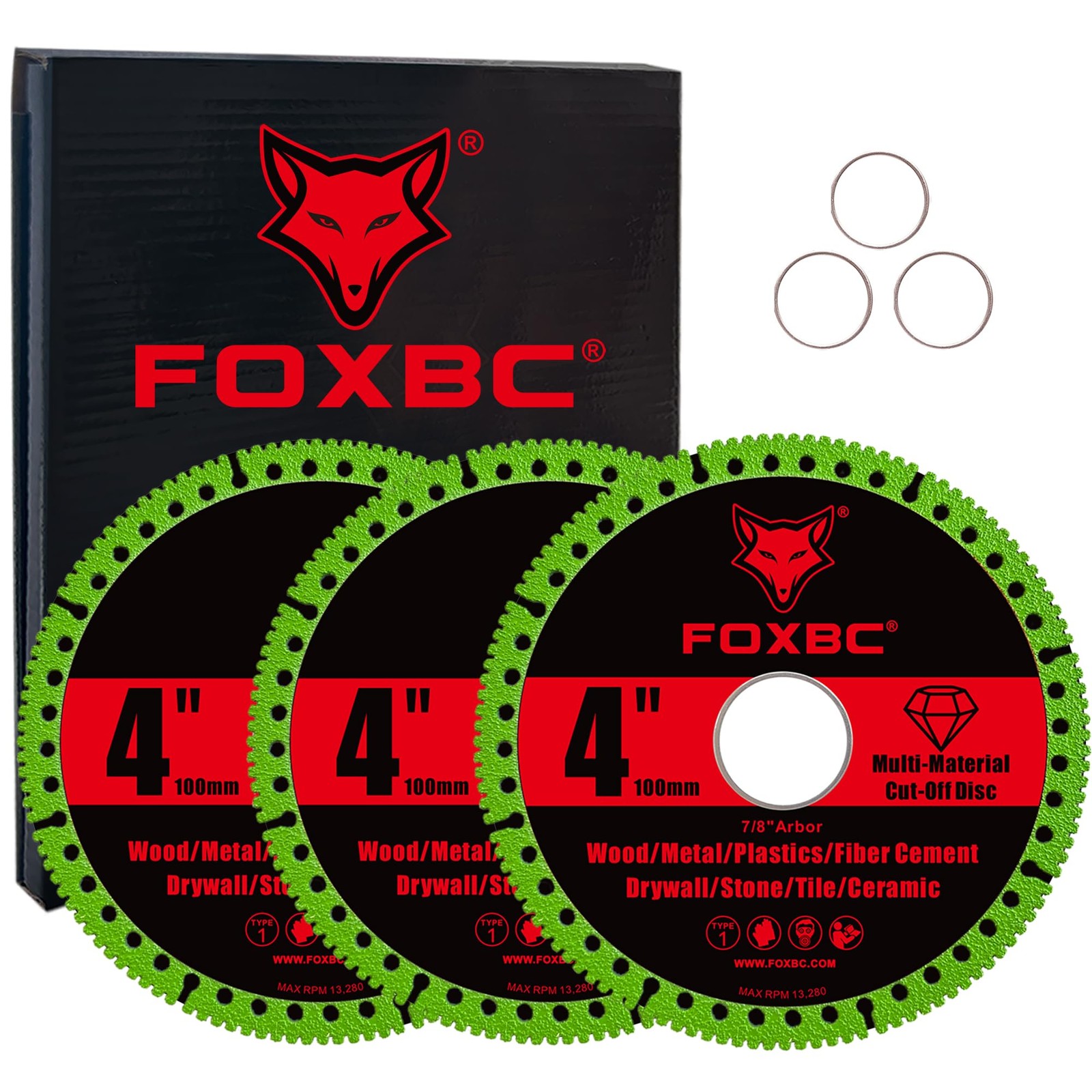 FOXBC 4 Inch Indestructible Multi-Material Cut Off Disc for Angle Red