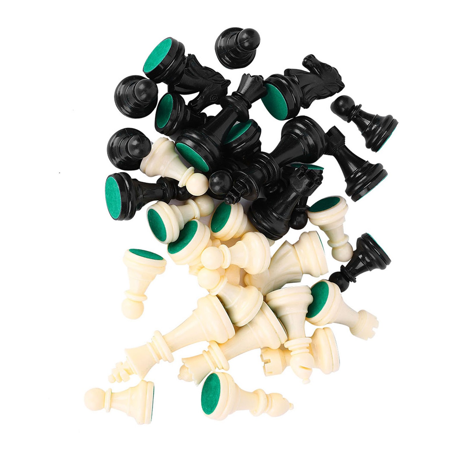 Plastic Chessmen Set International Chess Game Complete Chessmen Set Black&&White