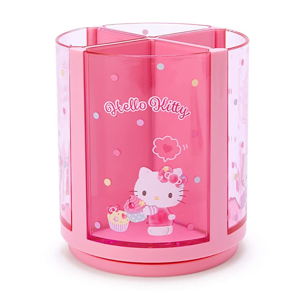 213110 Pink Plastic Hello Kitty Kitty Pen Stand 360 Degree Rotating Pen Stand...
