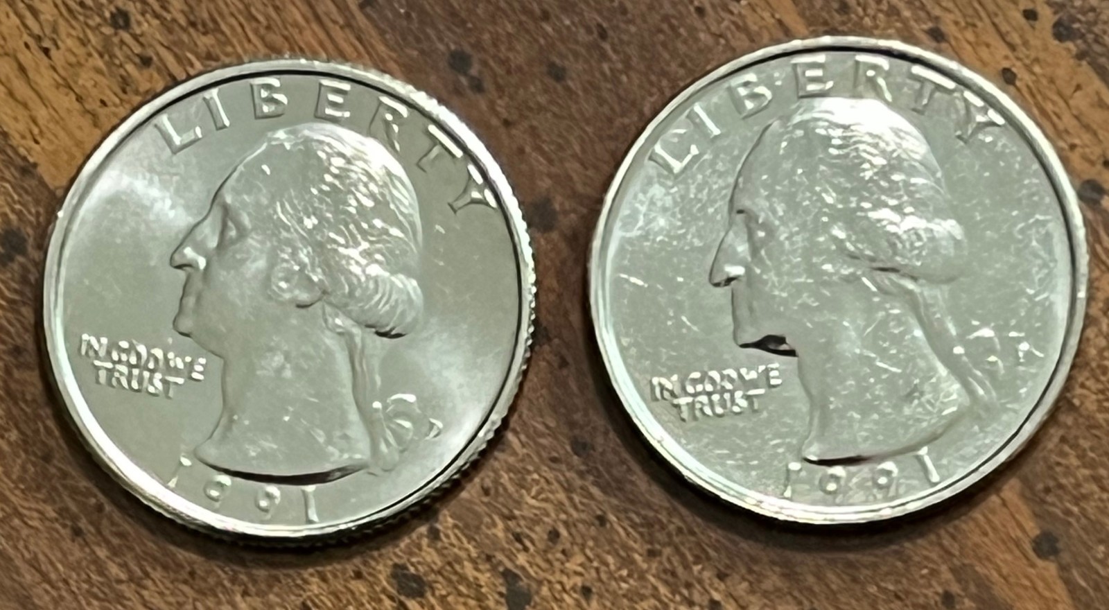 1991 PD BU Washington Quarters - 2 great coins from mint sets