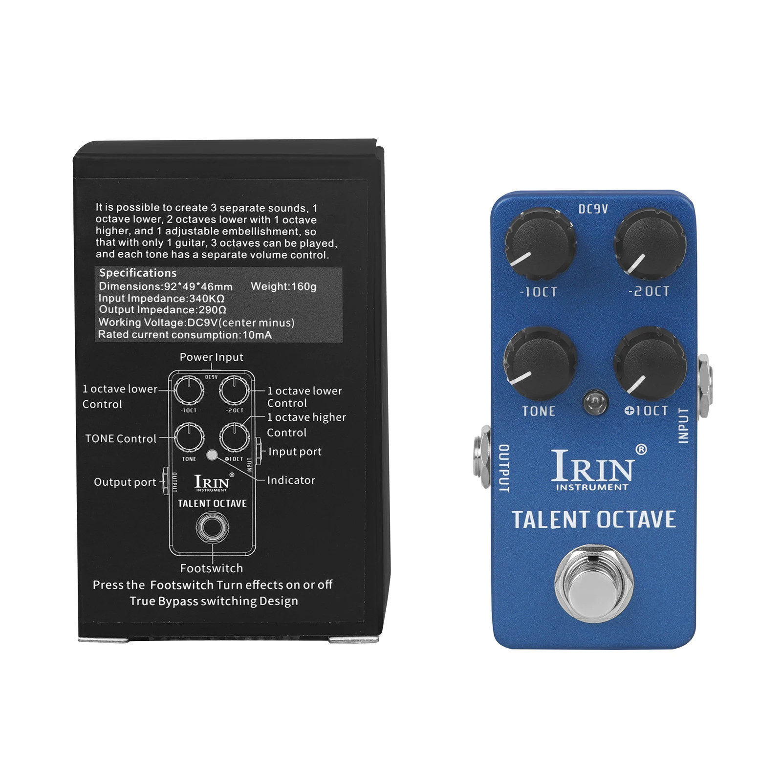 IRIN RS-19 Octave Guitar Effects Pedal True Bypass Full Metal Compact