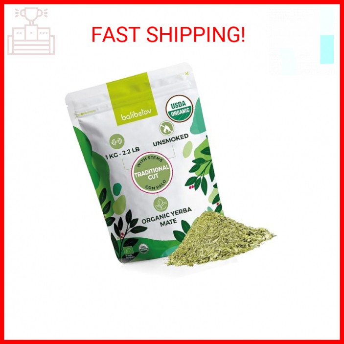 BALIBETOV Organic Yerba Mate, 2.2 lb Loose Leaf – Unsmoked Pure Leaf, Clean Natu