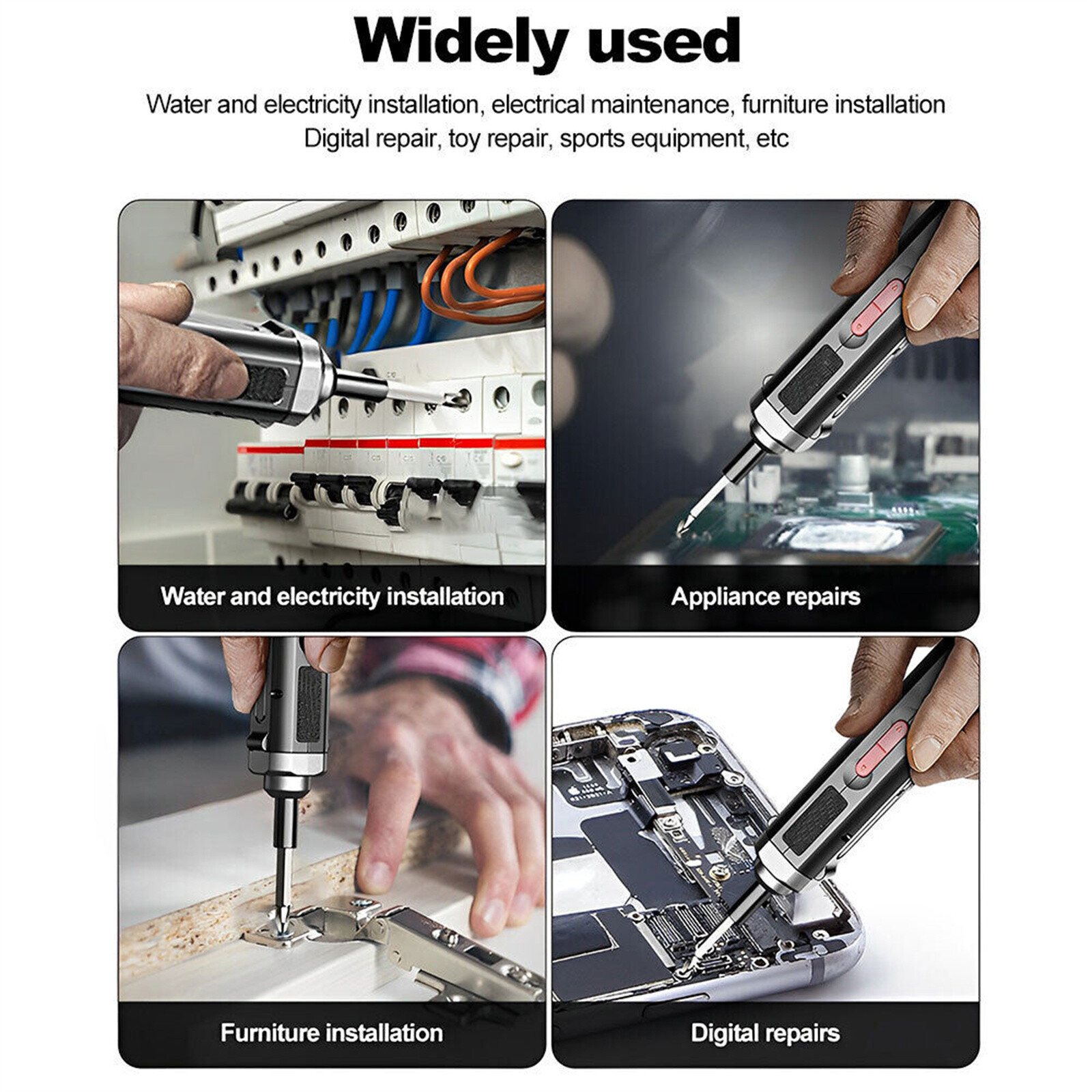 USB Rechargeable Mini Cordless Electric Screwdriver Drill Bits Power Tool Set