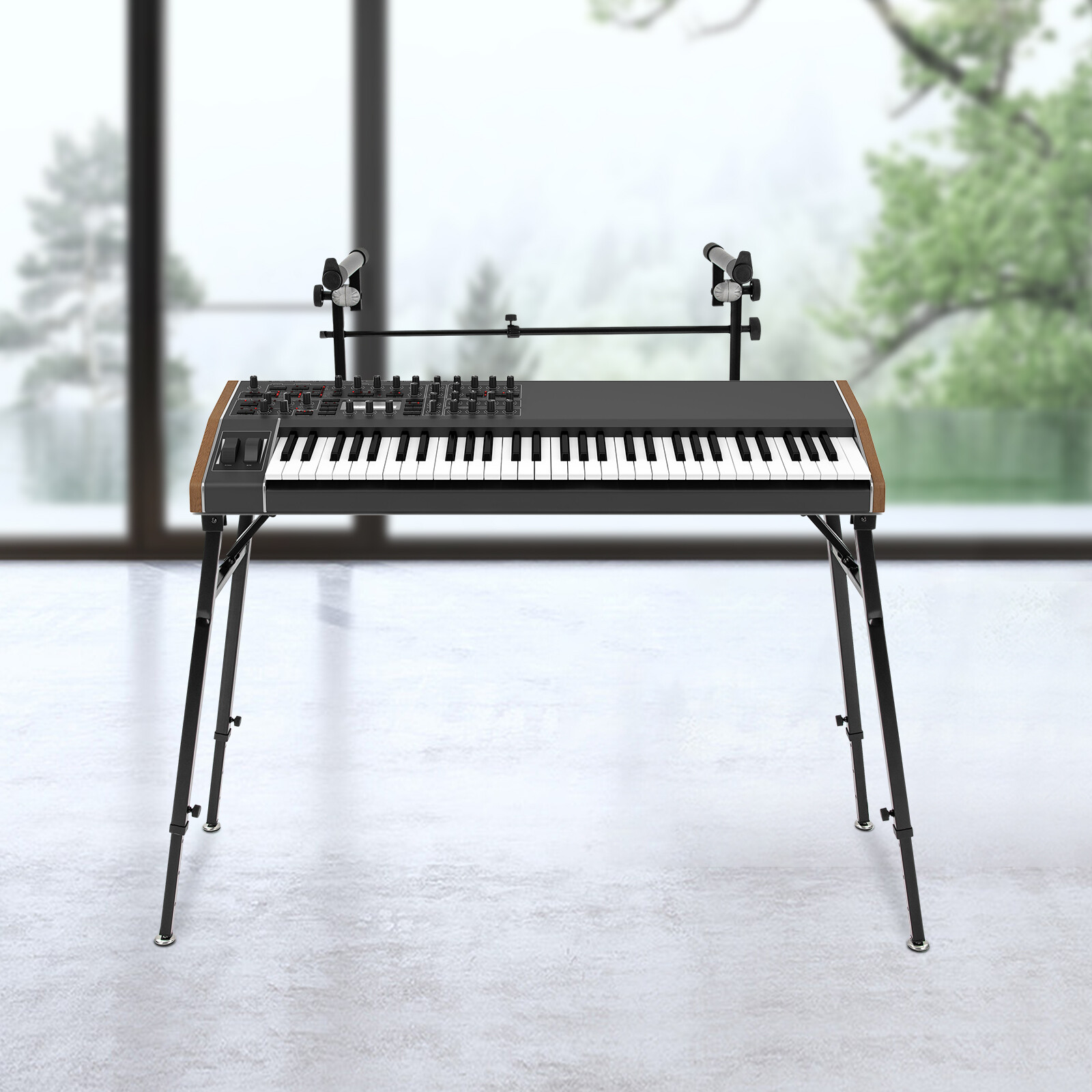 Keyboard Stand DJ Workstation Table Top Piano Holder 2-Tier Double Studio Mount