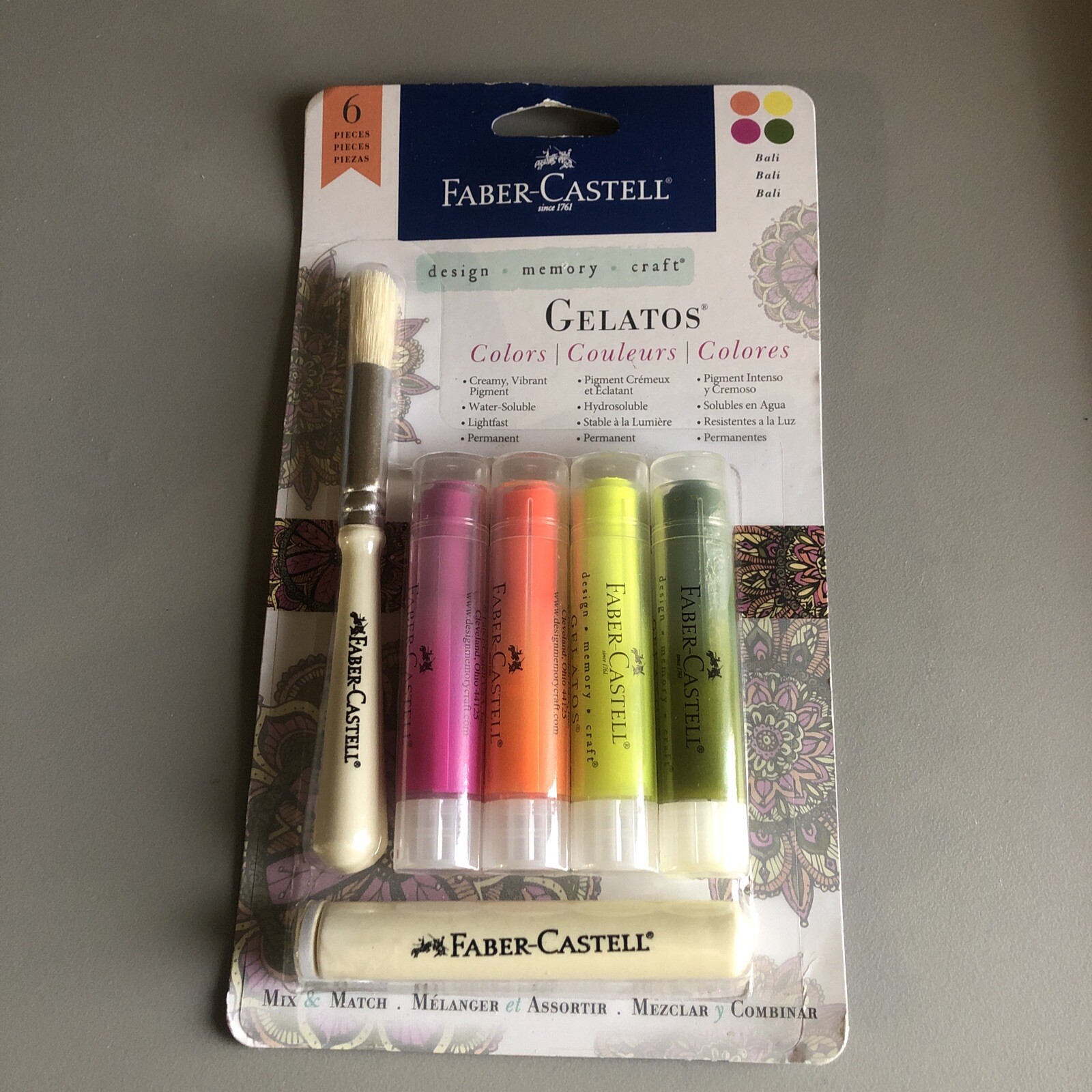 Faber-Castell Gelastos Tool 6 Piece Total 4 Pigments Bali Neon Pink Orange