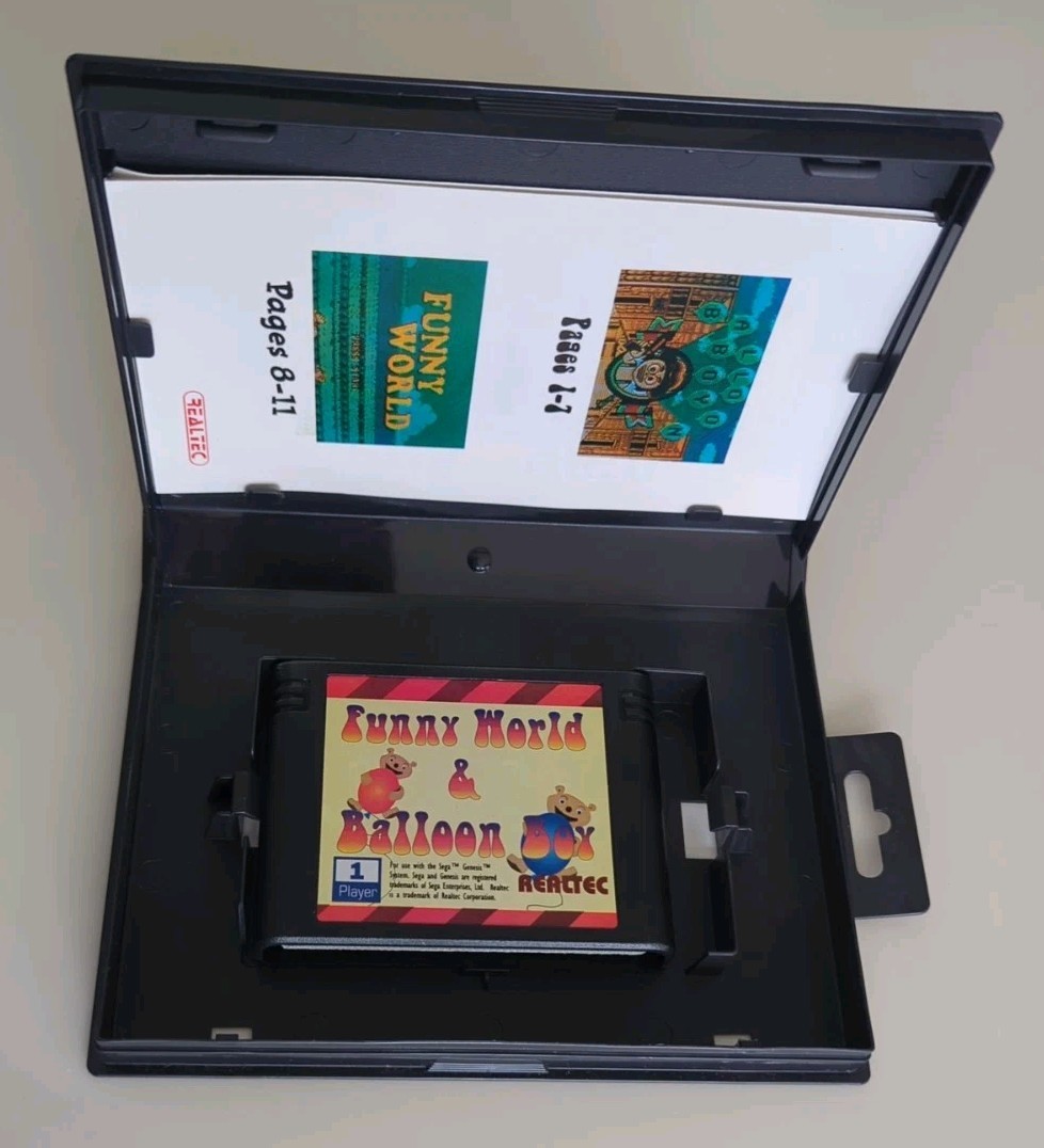 Funny World & Balloon Boy Case (SEGA Genesis) Authentic HANG TAB