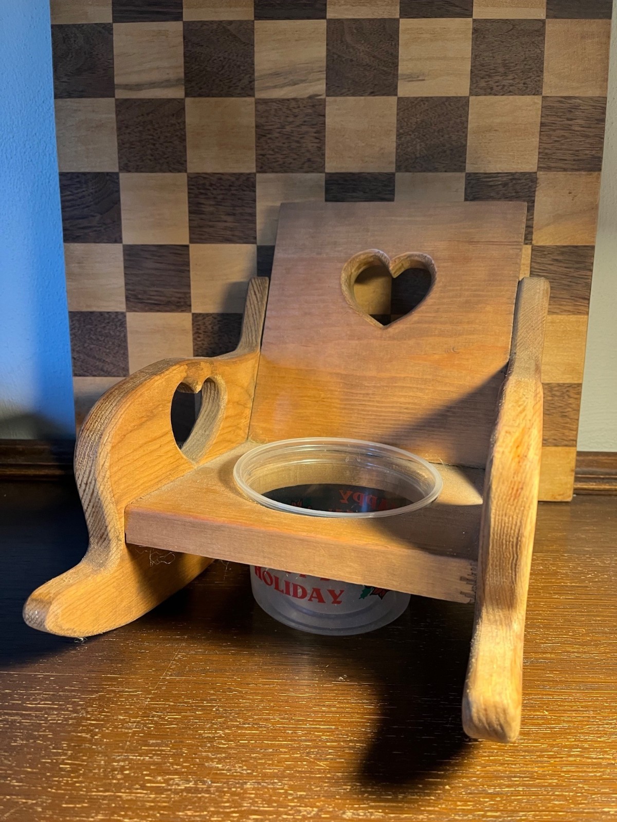 Wood Rocking Chair Planter with Hearts