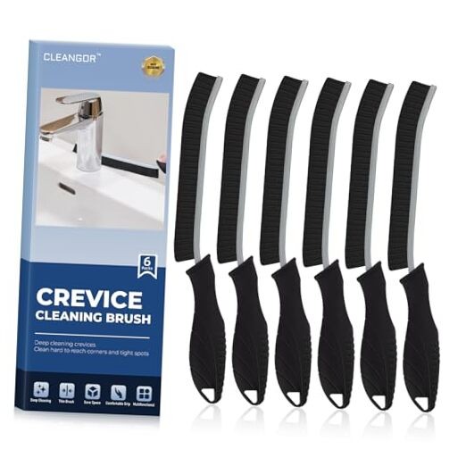 Crevice Cleaning Brushes, Cleaner Scrub Brush Tool for Hard to Reach 6 Black