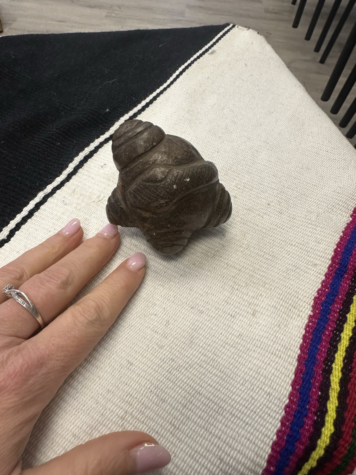 Peruvian Serpentine Ceremonial Stone | Serpent & Chacana Mesa Artifact