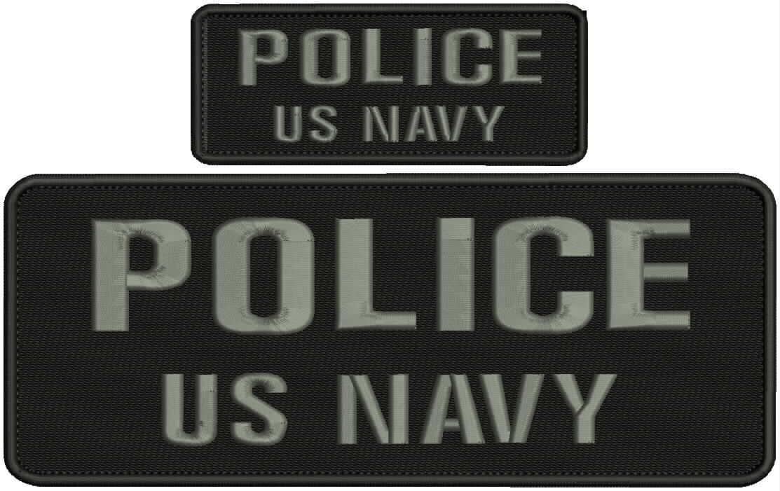 POLICE US NAVY embroidery patches 4x10 And 2x5 hook grey letters