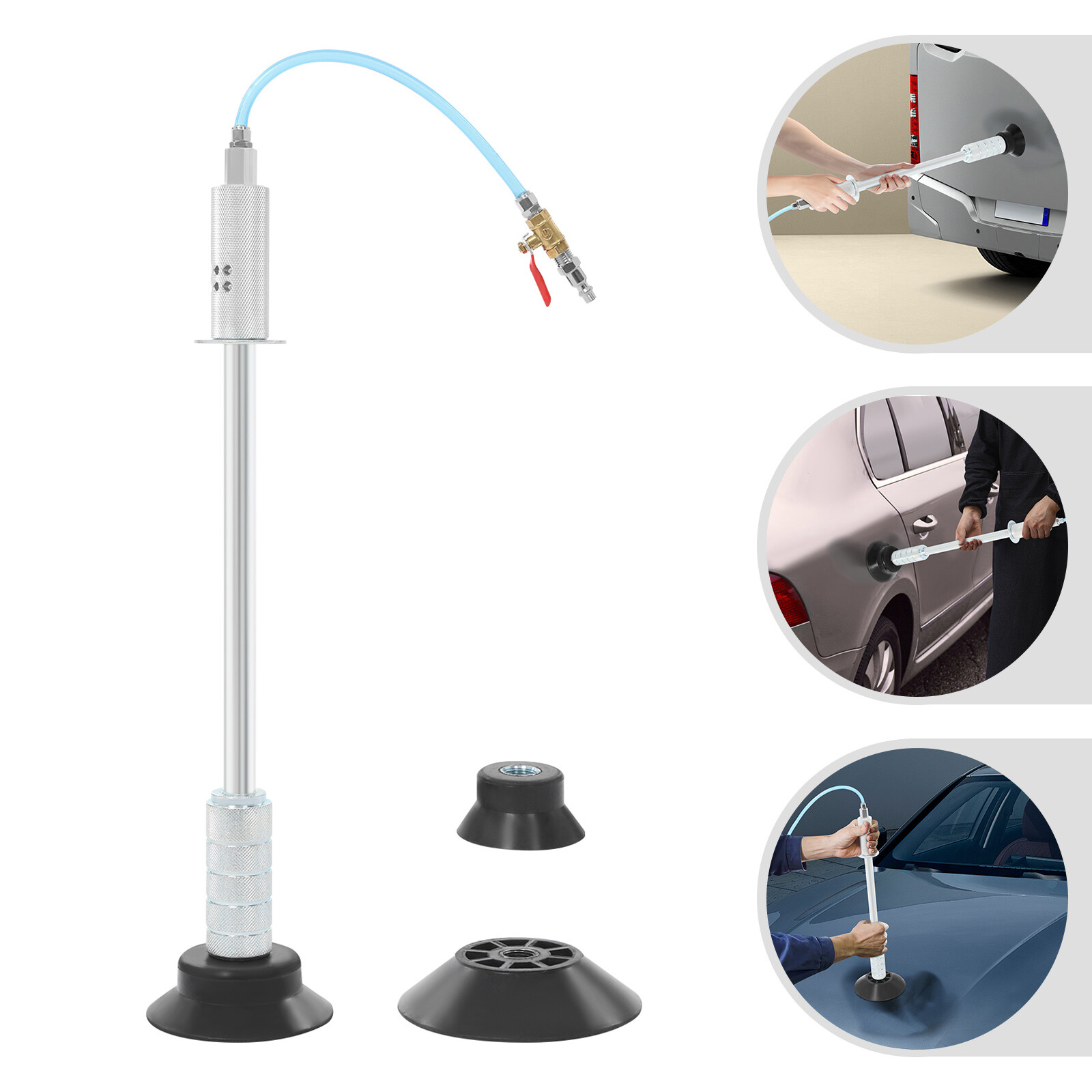 Pneumatic Puller Hammer with Hose& 3 Suction Cups Pneumatic Dent Repair Tool Set