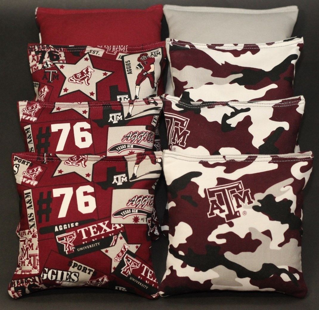 All Weather made w TEXAS A&M University AGGIES Fabric CORNHOLE BEAN BAGS