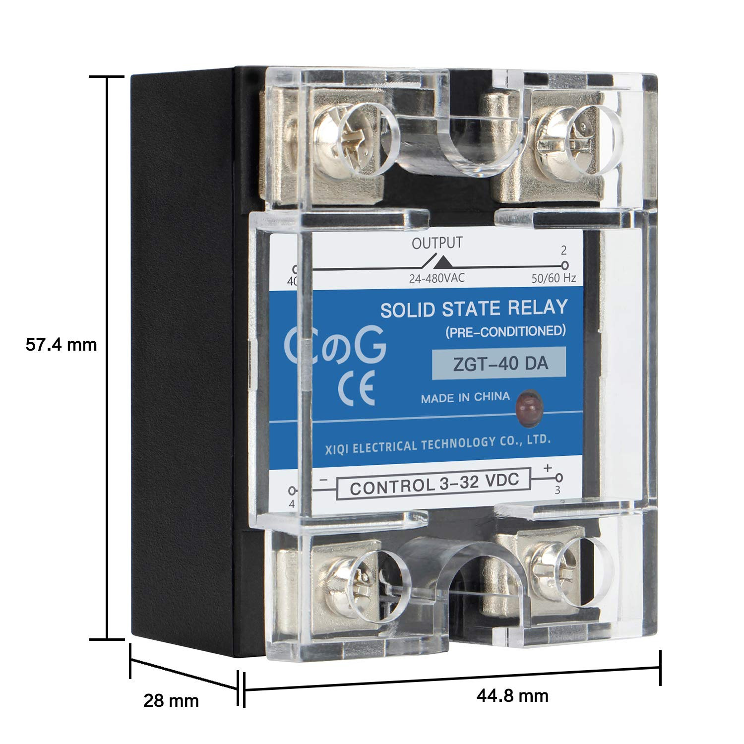 CG Solid State Relay SSR-40DA DC to AC Input 3-32VDC to Output 24-480VAC 40A Sin