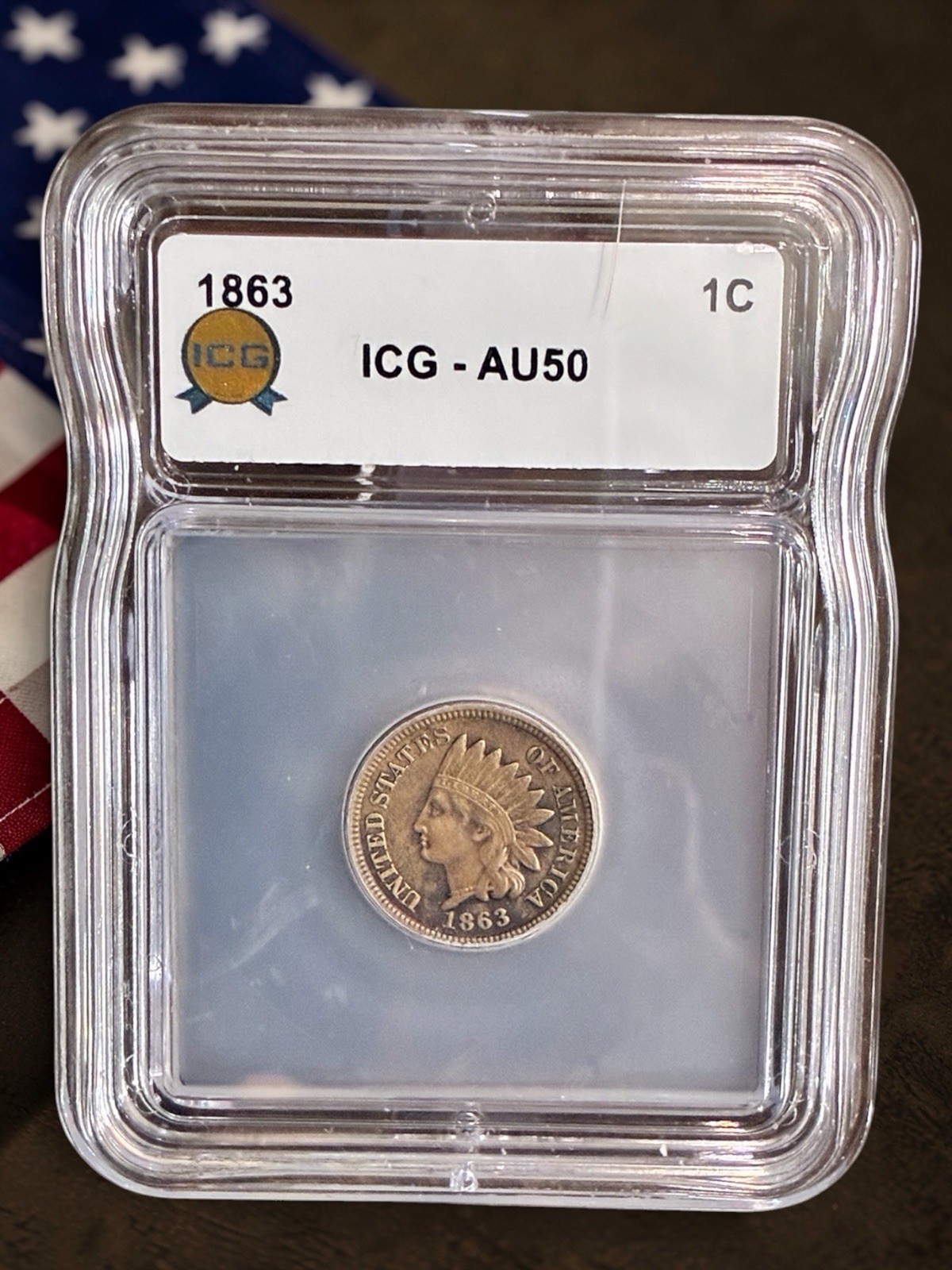 1863 NGC AU53 Indian Head Cent