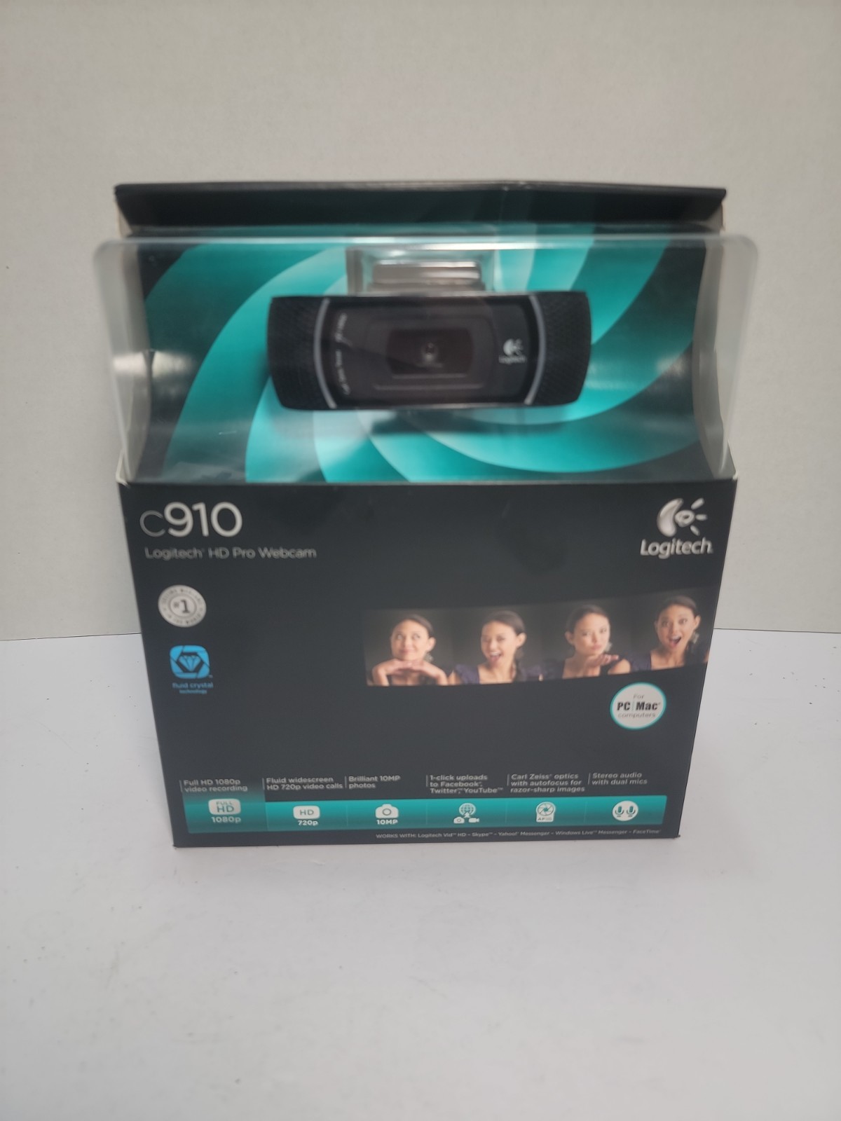 New; C910 Logitech HD 1080p Recording HD 720p Video Calls 10MP Photo Pro Webcam